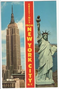 Cartolina d'epoca Saluti da New York City NY vista duo mai usata - Foto 1 di 2
