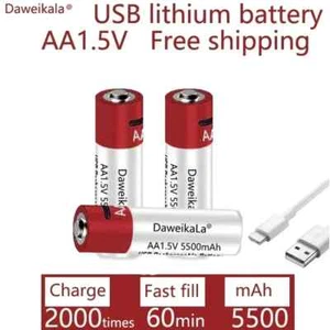 Neu USB AA Akkus 1,5V 5500mAh Akku + Typ-C Kabel - Bild 1 von 6