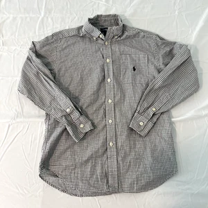 Ralph Lauren Button Up Shirt Boys Size 10 Blue Check - Picture 1 of 9