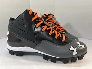 Under Armour Mens' UA Ignite Mid Baseball Cleats, Size 8.5 NEW, Black Grey White - Picture 1 of 9
