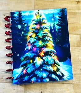 Vintage Snowy Xmas Tree Holiday Cover Set for use with Classic Happy Planner- - Picture 1 of 4