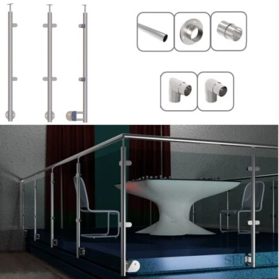 SELLON24 Edelstahl Geländer Glasgeländer Konfigurator Balkon Wange seitlich Glas V2A