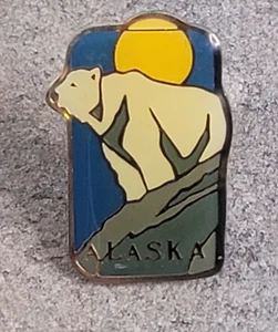 ALASKA Eisbär Sonne Reise Souvenir Anstecknadel Hutnadel - Bild 1 von 3