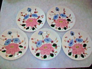 5 BLUE RIDGE SOUTHERN POTTERIES PEONY BOUQUET PATTERN #3663 DINNER PLATES SET 2 - Picture 1 of 8