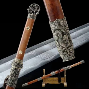 Rotate Folded Steel Clay Tempered / Brass Kirin JIan Chinese KUNGFU Saber Sword - Picture 1 of 10