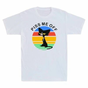 Vintage Funny Slap Hard Me Will Cat Piss So Men's T-Shirt You I Off - Picture 1 of 7