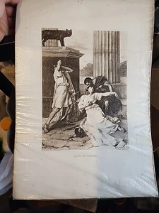 Stampa artistica antica del 1800, carta, stampa acquaforte originale, Morte di Virginia - Foto 1 di 8