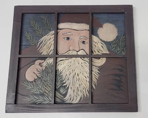 Vtg Hand Paint Santa Picture Window Type Frame by Kathy Graybill Pennsylvania - Foto 1 di 6