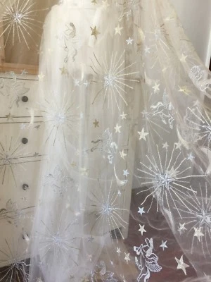 Star Blumenmuster Braut Abendkleid Spitze Material Bestickt Kostüm Kleid DIY 1 - Bild 1 von 4