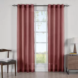 2PC Solid Sheer Grommet Window Curtain Panels 63" 84" 96" 108" 120"L + 14 Colors - Picture 1 of 14