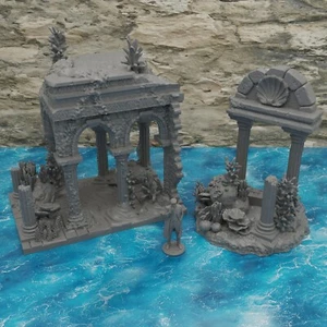 Unterwassergebäude DnD Landschaft Streugelände Requisiten bedruckt Minisharz - Bild 1 von 4