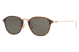 Mont Blanc MB0155S 002 Sunglasses Men's Havana-Gold/Green Lenses Square 51mm