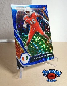 2021 Panini Prizm Draft Picks Greg Rousseau Blue Disco Circles RC #144 BILLS - Bild 1 von 2