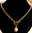 Honora new & boxed Bronze chunky Ming pearl watch chain necklace
