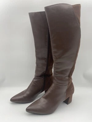 Botas Tahari Mujer Bellary Marrón Gamuza Cremallera Lateral Tacón Alto Rodilla Talla 8.5M Foto 1 de 4