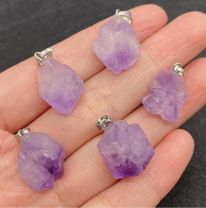 Natural Amethyst Irregular Pendant Raw Stone Purple Healing Cystal Pendants 30pc - Picture 1 of 7