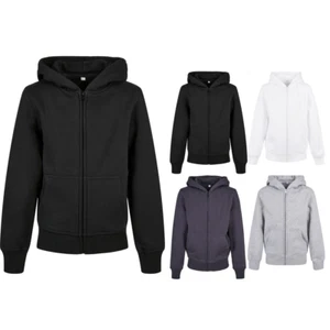 Organic Kids Basic Zip Hoodie BY188 - Full Zip cool look loose fit hoody - Picture 1 of 15