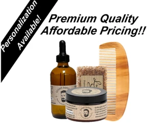 Kit barba. Include: 4 oz olio da barba, 4 oz balsamo da barba, sapone, pettine per legno - Foto 1 di 6
