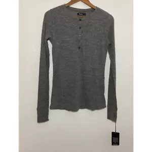 NWT Michael Lauren REVOLVE Size L Gray Vance Fitted Ribbed Henley Top Thumbhole - Picture 1 of 6
