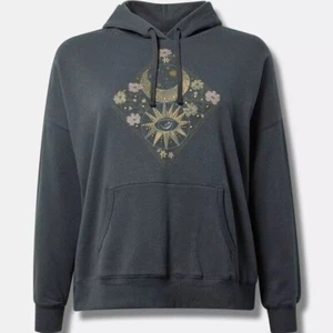 Torrid Sweatshirt Hoodie 1X 4X Gray Celestial Studs Relaxed Fit Plus Size New - Picture 1 of 3