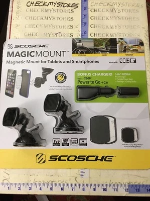 Scosche black magic mount magnetic universal phone TABLET mount + POWER TO GO - Image 1 of 4