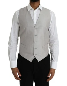 Dolce & Gabbana Gris Claro Lana Formal Vestido Chaleco Hombre Auténtico - Imagen 1 de 6