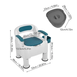 Bedside Commode Toilet Chair Prevent Slip Double Sealing 330lb Load BearingTDW - Picture 1 of 12