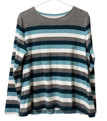 Camiseta Croft & Barrow Mujer Manga Larga La Clásica Talla XL Rayas Informal Foto 1 de 4