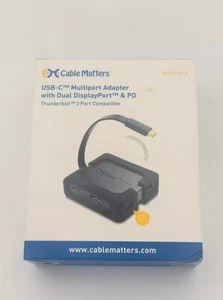 Cable Matters USB C Dual Monitor Hub 4K DisplayPort, 2X USB 2.0, Ethernet - Noir - Photo 1/1