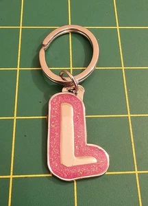 Letra "L" Llavero Tono Plata Rosa Brillante Esmalte Alfabeto Llave Inicial, B3b6 - Imagen 1 de 2