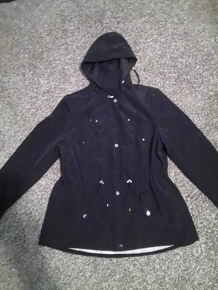 Charter Club Rain Jacket Women 1X Petite Black Water-Resistant Hooded Anorak - Image 1 of 4