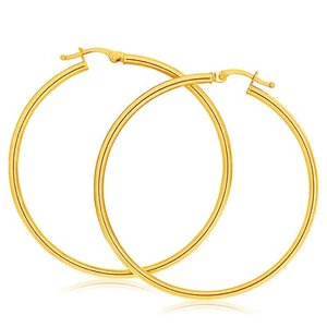 9ct Yellow Gold Plain Hoop 40mm European made - Picture 1 of 1