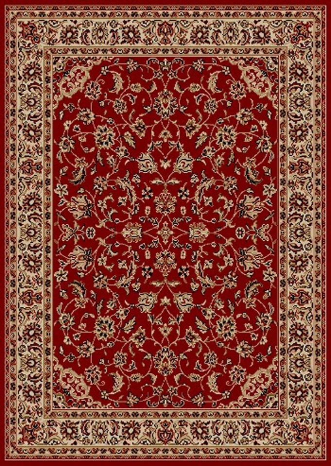 5x8 Radici Red Blossoms Vines Leaves Petals Bordered 1833 - Aprx 5' 5" x 7' 7" - Image 1 of 1