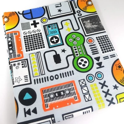 Dekostoff Canvas Taschenstoff GAME OVER   Reststück Leinenoptik 110  x 140 cm - Bild 1 von 3