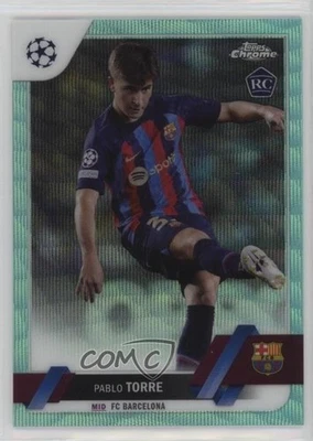 2022-23 Chrome UEFA Club Competitions Aqua Wave Refractor Pablo Torre Rookie RC - Image 1 of 2