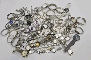 66 Mixed Silver Tone Quartz Wristwatch Lot (Timex, Geneva & Many Other)  - Picture 1 of 8