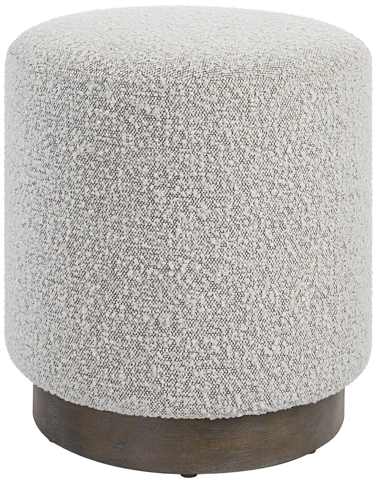 Uttermost Avila Gray and White Fabric Ottoman with Wooden Base - Image 1 of 1