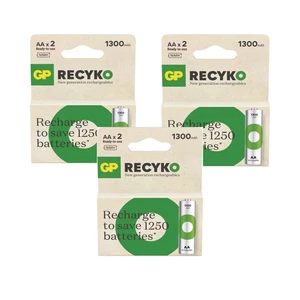 3 x GP AA ReCyko Rechargeable batteries 1300mAh NiMH 1.2V batteries Pack of 2 - Picture 1 of 2