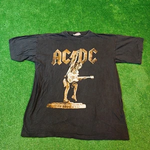 Vintage AC/DC T-shirt mens Large European Tour Black single stitch rare rock 90s - Picture 1 of 15