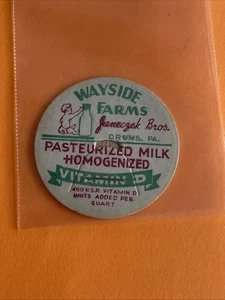 Vintage Wayside Farms Drums PA. Pasteurisierte Milch Flaschenverschluss - Bild 1 von 2