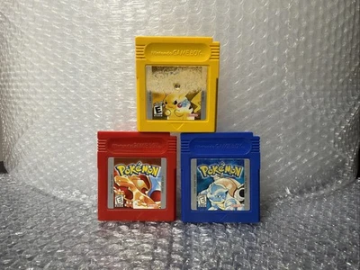 Gameboy Pokemon Yellow Blue Red Bundle NEW SAVE BATTERIES TESTED WORKING!! - Image 1 of 4