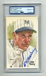 HERVORRAGENDE BILL TERRY GEM MINT 10 PSA/DNA SIGNIERTE PEREZ STEELE POSTKARTE - Bild 1 von 1