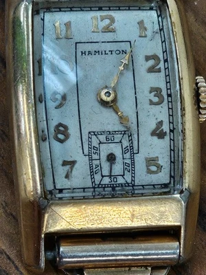 Reloj Pulsera Hombre Hamilton 17 Joyas Lleno Oro 14K Grado 980 Correr Foto 1 de 4