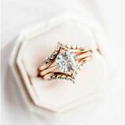 1.50Ct Asscher Cut Moissanite Bridal Ring Set Rose Gold Plated Wedding Ring Set