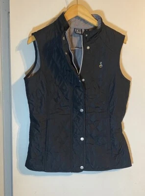 Kate Lord 全拉链高尔夫背心女式中号 Whatley 绗缝黑色刺绣 — 第 1/4 张图片