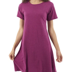 Summer Casual Plain Simple Loose Womens Cotton Mini T-shirt Dress - Picture 1 of 12