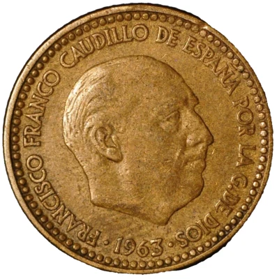 Spain 1 Peseta 1963 Francisco Franco Benlliure KM# 775 - Image 1 of 2