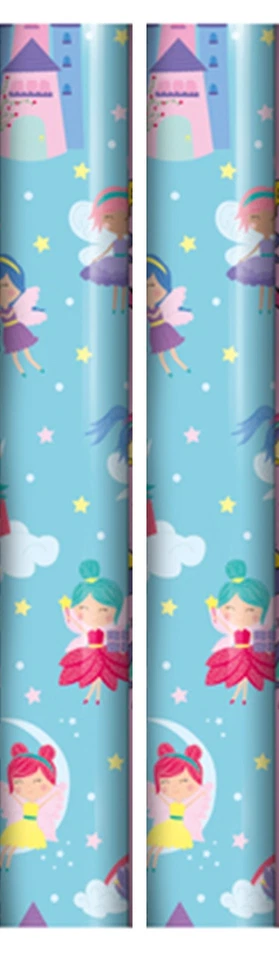 5m Children's Gift Wrapping Paper Roll 2x2.5m Birthday Fairy Princess Castle - Image 1 of 1