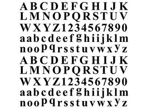 Times New Roman Letters 268 pcs (2 cards) 0.25 Inch Black Fused Glass Decals - Picture 1 of 1