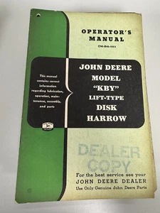 John Deere Model KBY Lift-Type Disk Harrow Operators Manual OMB401053 DD-B-2 - Picture 1 of 1